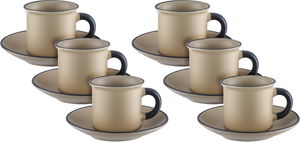 طقم فناجين قهوة تركي مع صحون بورسلان السيف غاليري، 12 قطعة، 60 مل - بيج رمادي product image