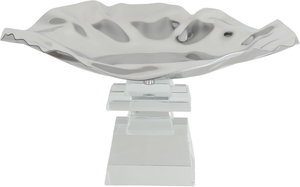 ستاند تقديم ستانلس استيل السيف غاليري، 17x17x13 سم، قاعدة مربع زجاج - شفاف فضي product image