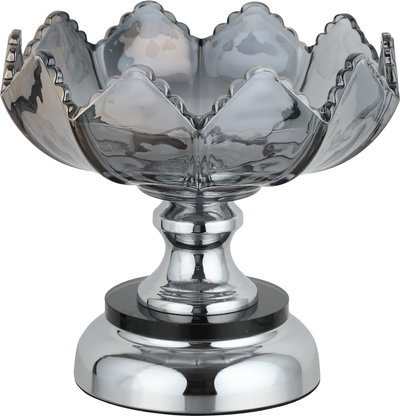 ستاتد تقديم ستانلس ستيل زجاج السيف غاليري، دائري، قاعدة فضي، 19x19x17 سم - فضي اسود product image 3