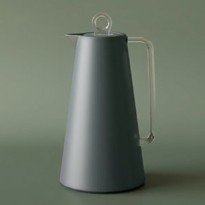 Glory Helena Thermos, 1 Liter, Glass Interior, Transparent Handle, Push-Button Lid - Dark Gray product image