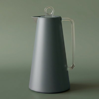 Glory Helena Thermos, 1 Liter, Glass Interior, Transparent Handle, Push-Button Lid - Dark Gray product image 1