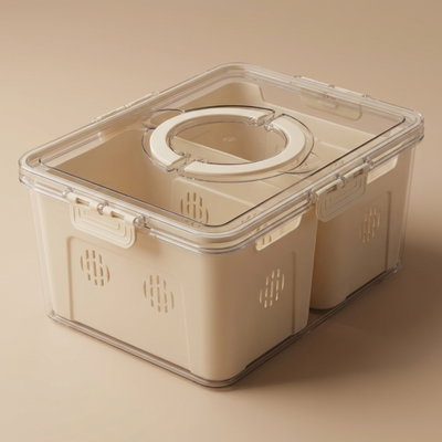 علبة تخزين أكريليك السيف غاليري، 30x24x14 سم، غطاء، مستطيل، 2 خانة - شفاف product image 1