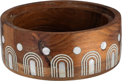 Al Saif Gallery Sword Gallery Wooden Date Palm Tree, 13.5x13.5x13 cm, Steel Lid, Round - Light Wood Gray product image 2