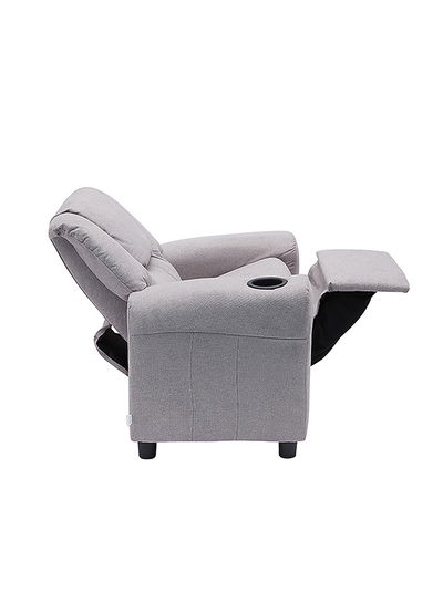 كرسي استرخاء خشب باك كومفورت، 48×62×70 سم، خامة خارجية جلد - رمادي فاتح product image 5