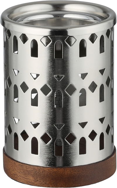 مبخرة ستانلس استيل السيف غاليري، 7x7x10 سم، قاعدة خشب - فضي product image 1