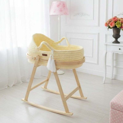 سلة اطفال كروشية فان مومنت، 76×40×20 سم، بقاعدة هزاز - بيج product image 1