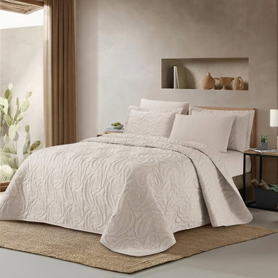 طقم لحاف بيزلي مايكروفايبر، 260x235 سم، نفرين، 6 قطع - بيج فاتح product image 2