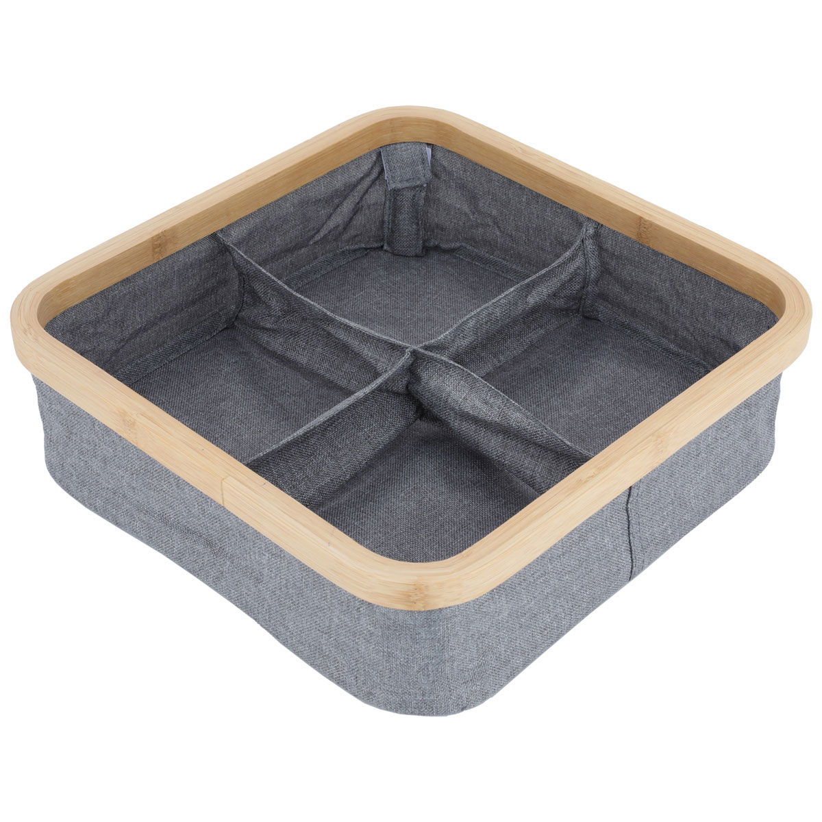 Al Saif Gallery Wooden And Fabric Storage Basket, 30X30X9 Cm, 4 Boxes - Grey product image