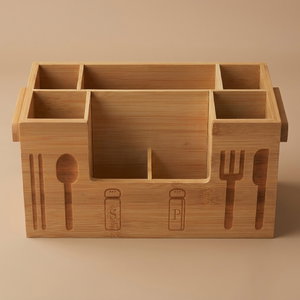 ستاند ملاعق خشب خيزران السيف غاليري، 28x16x15 سم، مقسم 7 خانة - بني product image