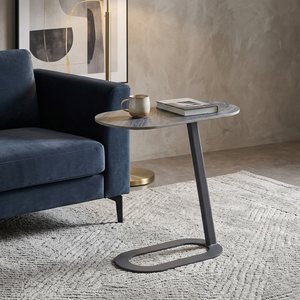 Modern ceramic and steel side table, 60 x 30 x 60 cm - dark gray product image