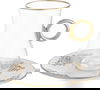 طقم تقديم شاي وقهوة زجاج وبورسلان السيف غاليري، 24 قطعة، مزخرف - ابيض شفاف product image 3