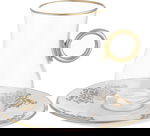 طقم تقديم شاي وقهوة زجاج وبورسلان السيف غاليري، 24 قطعة، مزخرف - ابيض شفاف product image 3