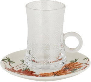 Al Saif Gallery Glass Tea Set, 12 Pieces, Porcelain Saucer - Clear Colored product image 2