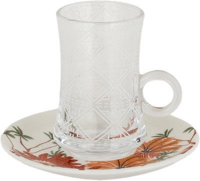 Al Saif Gallery Glass Tea Set, 12 Pieces, Porcelain Saucer - Clear Colored product image 2