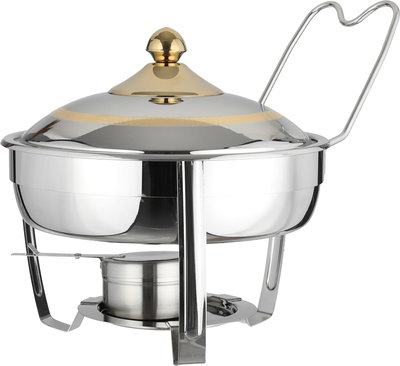 Bohara Steel Food Warmer, 3 Litres, Deep Round, Base, Hanger - Silver Gold product image 2