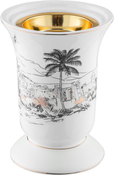 مبخرة آصال بورسلان السيف غاليري، 11×11×16 سم - ابيض ذهبي product image 2