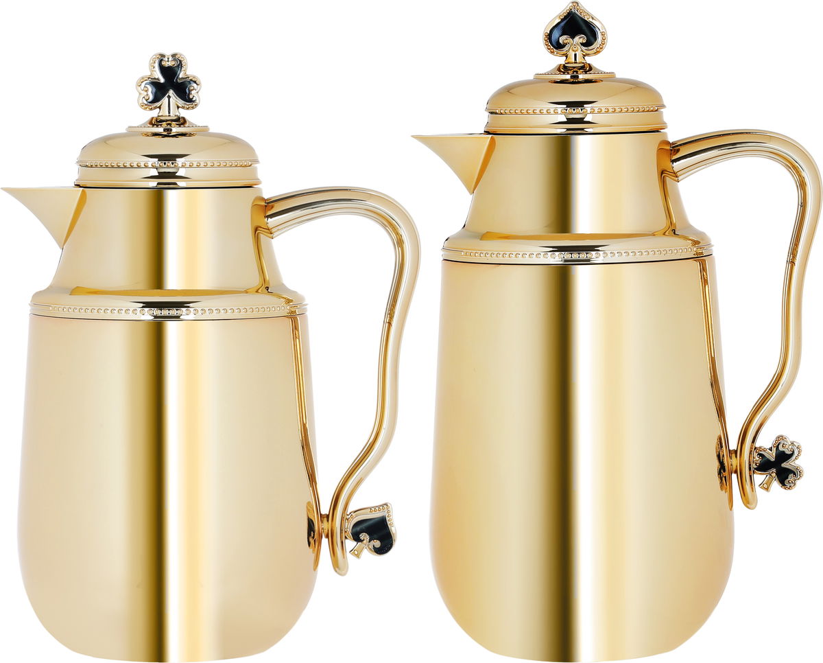 Al Saif Gallery Fatima Steel thermos Set, 1 - 0.7 L, 2 Pieces - Gold product image 1