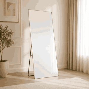 مراية ستاند زجاج، 180×80 سم، ستاند معدن - فضي product image