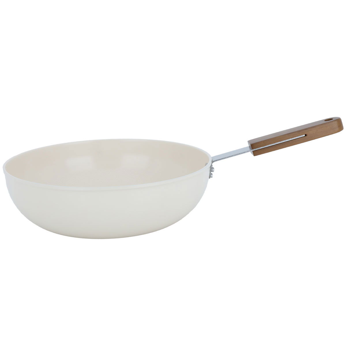 مقلاة سيراميك تورنادو، 28 سم، يد خشب، عميق - بيج product image 2
