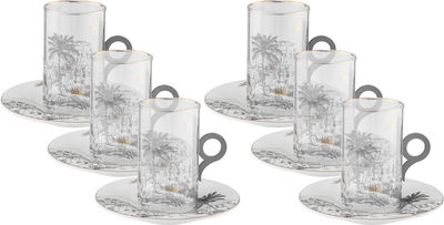 طقم بيالات مع صحون بورسلان السيف غاليري، 12 قطعة - ابيض ذهبي product image 1