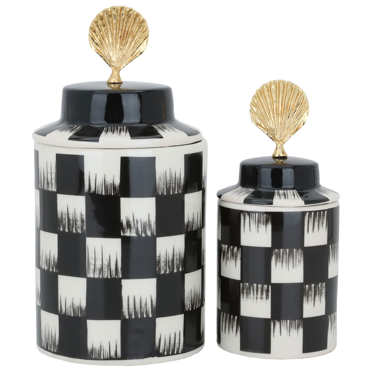 طقم مزهرية بورسلان السيف غاليري، قطعتين، 20/25 سم - ابيض اسود product image