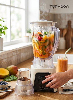 خلاط كهربائي و مطحنة تايفون، 350 واط، 1.5 لتر، TY-02-004 W - ابيض product image 2