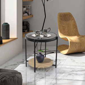 طاولة جانبية مودرن زجاج و خشب MDF، 55×50 سم - بيج product image