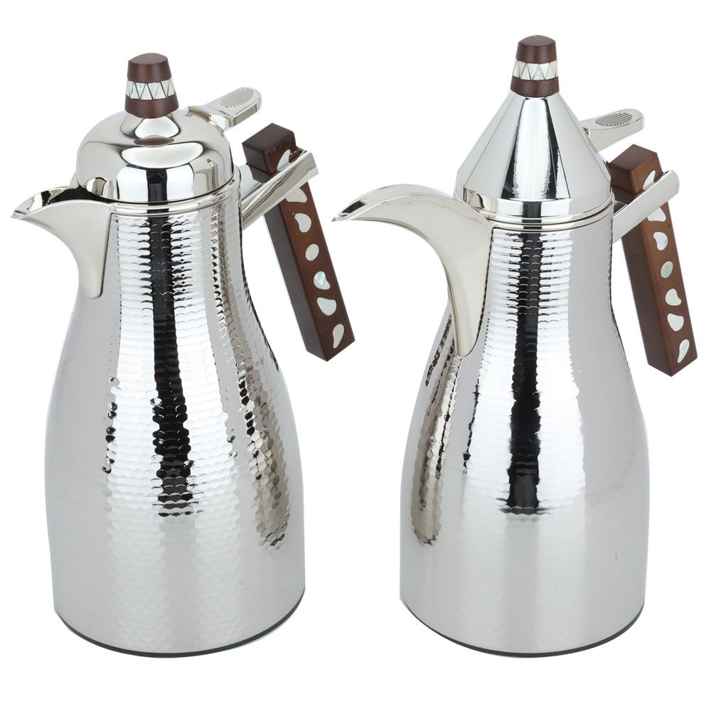 Al Saif Gallery Maimouna thermos set, two pieces, 1/1 liter, thermal glass inner container, steel outer shell - silver product image 2