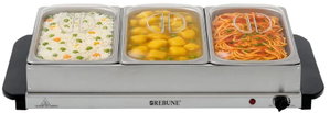 سخان بوفيه كهربائي ريبون، 300 واط، 7.5 لتر، ثلاث حاويات - فضي product image