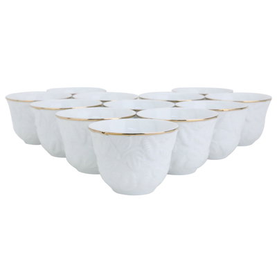 طقم فناجين قهوة عربي بورسلان السيف غاليري، 12 قطعة - ابيض ذهبي product image 1