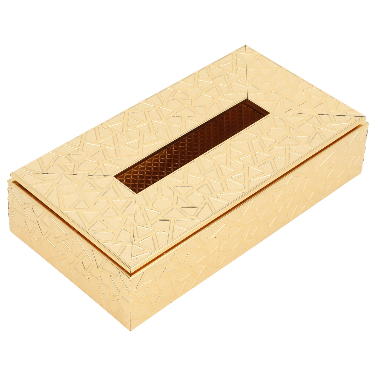Diamond Glow Wooden Tissue Box, 23 x 12 x 5.5 cm - Gold product image 1