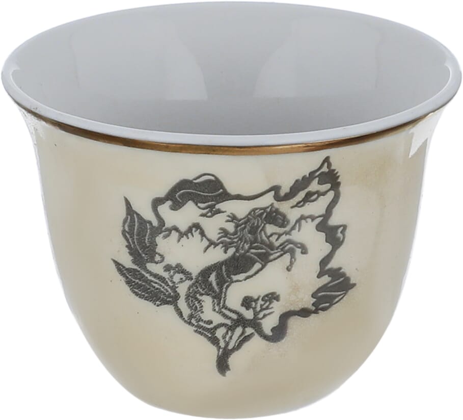 Al Saif Gallery Arabic coffee cups set, 12 pieces, 90 ml, black horse pattern - beige product image 2