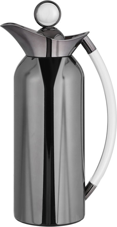 Al Saif Gallery Al Thuraya Thermos Set, 2 Pieces, 1/1 Liter, glass interior, transparent handle, push-button lid - black product image 3
