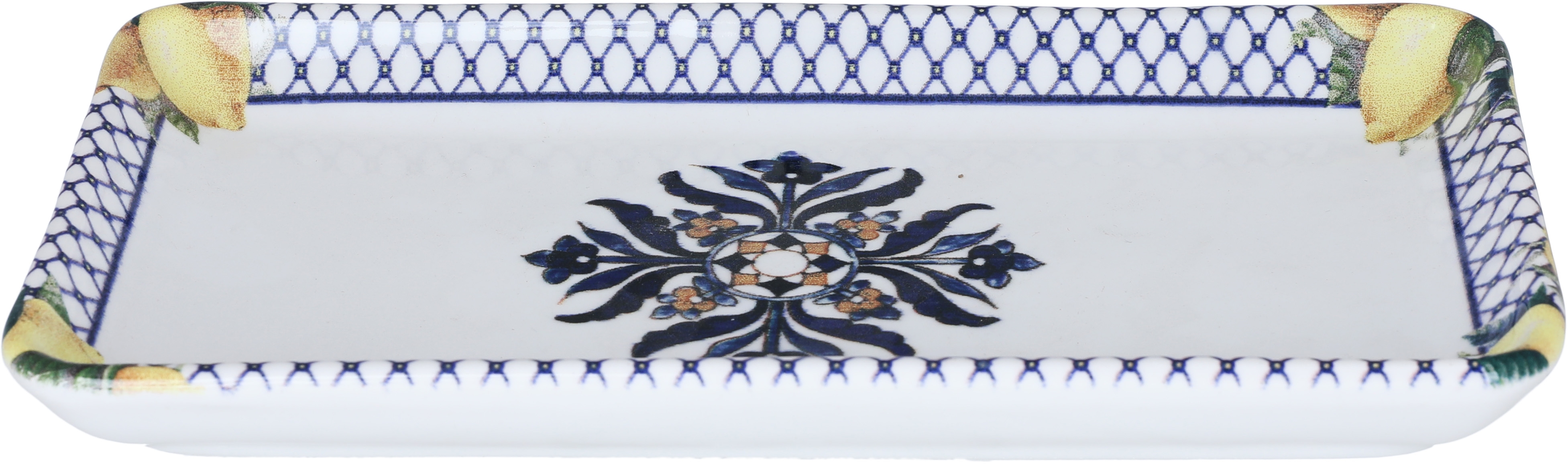 Al Saif Gallery porcelain serving plate, rectangular, blue-white pattern product image