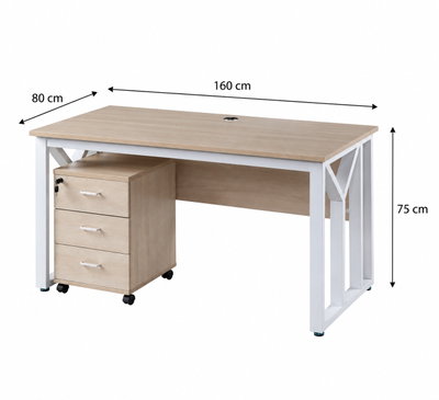 مكتب إداري خشب MDF، 160x80x75 سم - خشبي فاتح ابيض product image 2