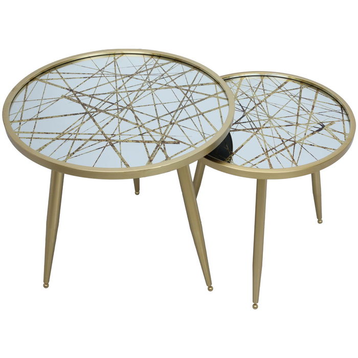 طاولات زجاج + حديد السيف غاليري، 55×55×53 / 45×45x48 سم، قطعتين - ذهبي product image 2