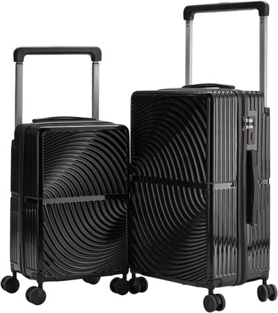 طقم شنط سفر بولي كربونات ليمرا، 20 24 بوصة، 4 عجلات، بزاوية 360 درجة، OT-9004 - اسود product image 1