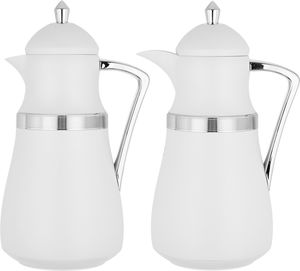 Al Saif Gallery Najd thermos set, 1/1 liter, thermal glass inner shell, plastic outer shell - silver white product image