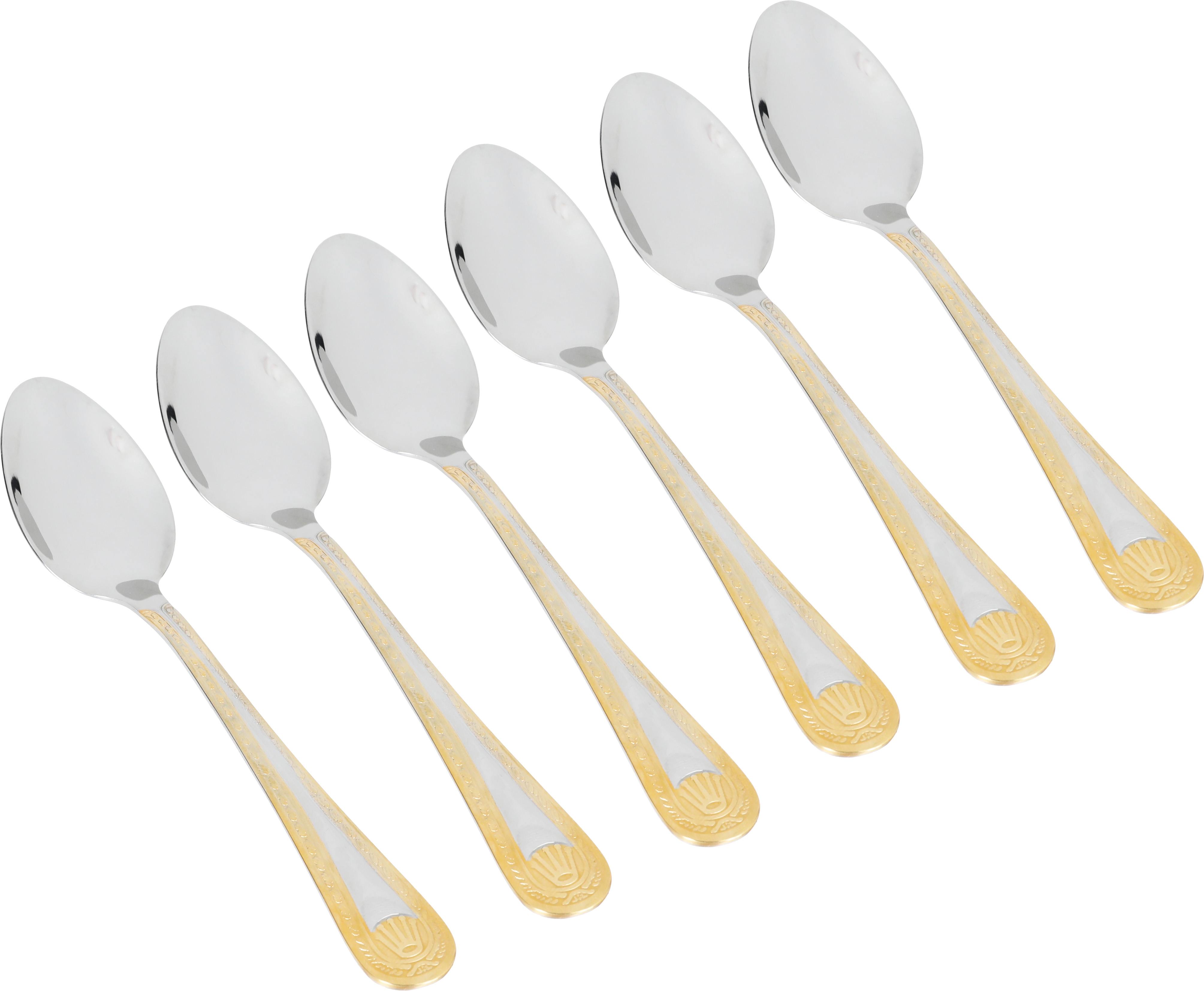 Al Saif Gallery steel tea spoon set, 6 pieces, gold-silver pattern product image