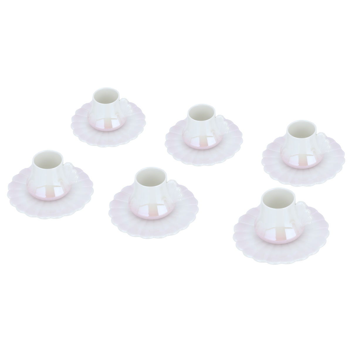 Al Saif Gallery ceramic coffee cup set, with saucer, 12 pieces - white product image 2