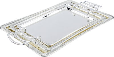 AlSaif Gallery Steel Tray set, 3 Pieces - Silver product image 1
