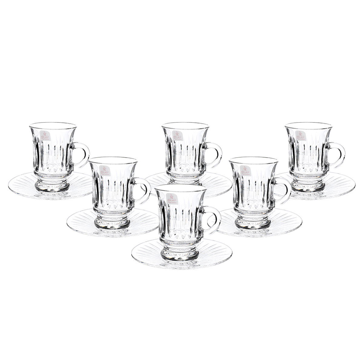 طقم تقديم بيالات فناجين مع الصحن كريستال السيف غاليري، 18 قطعة - شفاف product image 4
