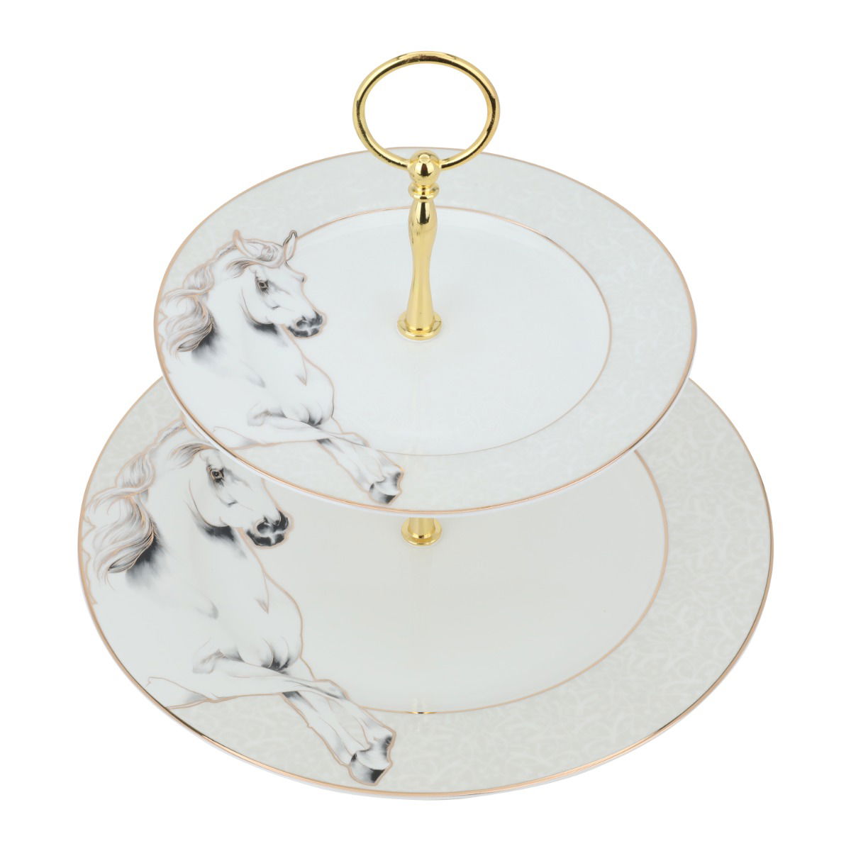 Al Saif Gallery porcelain cake stand, two round, round - white product image 2