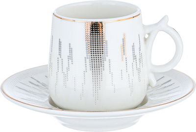 Al Saif Gallery Turkish Coffee Cups and Saucers Set, 12 Pieces - White Grey product image 2