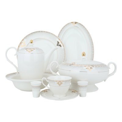 طقم سفرة بورسلان السيف غاليري، 65 قطعة - أبيض product image 3