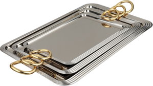 طقم طوفريات سوارة استيل، 3 قطع - فضي ذهبي product image