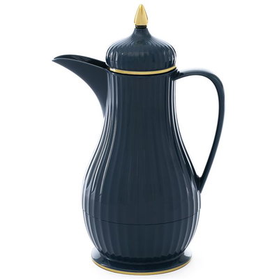Al Saif Gallery Dallah Elegance Tamim 2 Thermos, 0.35 litres, thermal glass inner container, plastic outer shell - dark blue product image 1