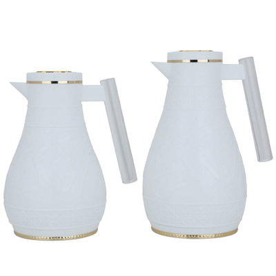 Al Saif Gallery Karam thermos set, 1/0.65 litre, Islamic pattern, thermal glass inner shell, plastic outer shell - white product image 4
