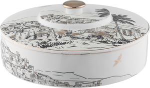 Alsaif Gallery Porcelain Serving Dish, 25 x 25 x 7 cm - White Gold product image