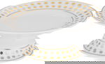 Al Saif Gallery porcelain dessert stand, 15 x 15 x 10 cm, circular, golden circle pattern - white product image 1